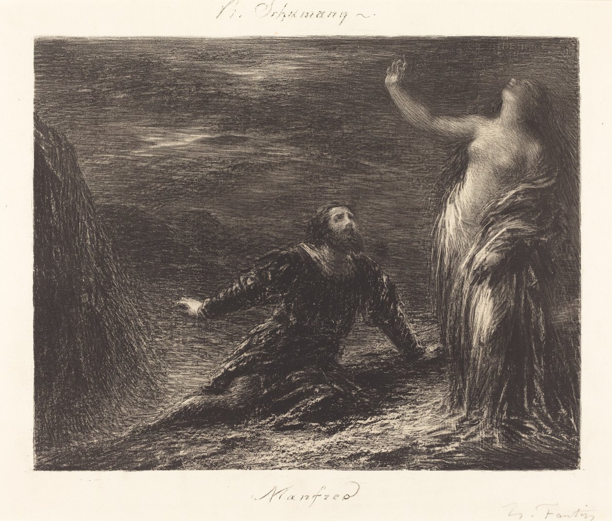 Manfred en Astarte (2e plaat) door Ignace Henri Jean Fantin Latour