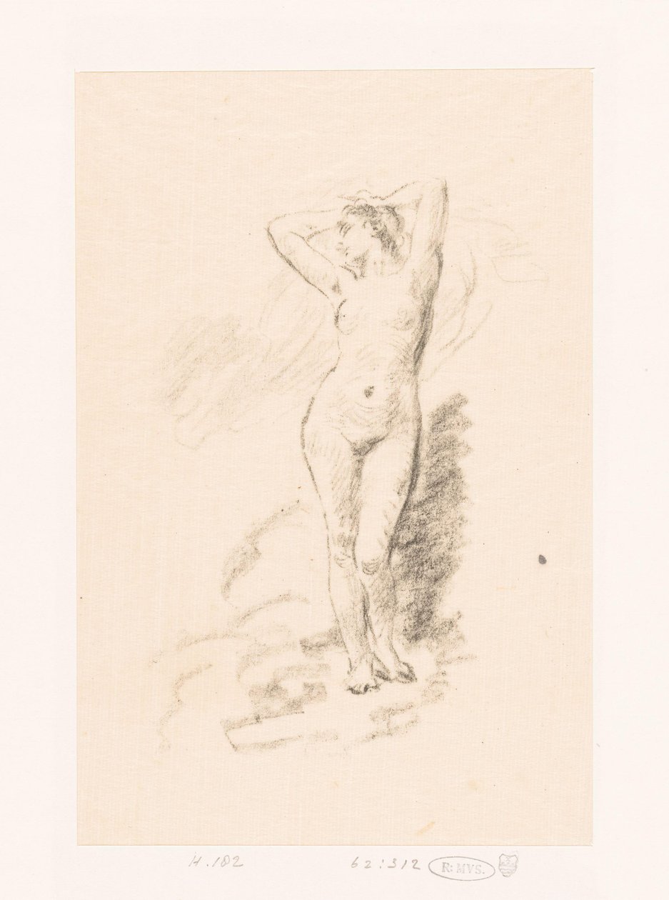 Studie van een staande naakte vrouw door Ignace Henri Jean Fantin Latour