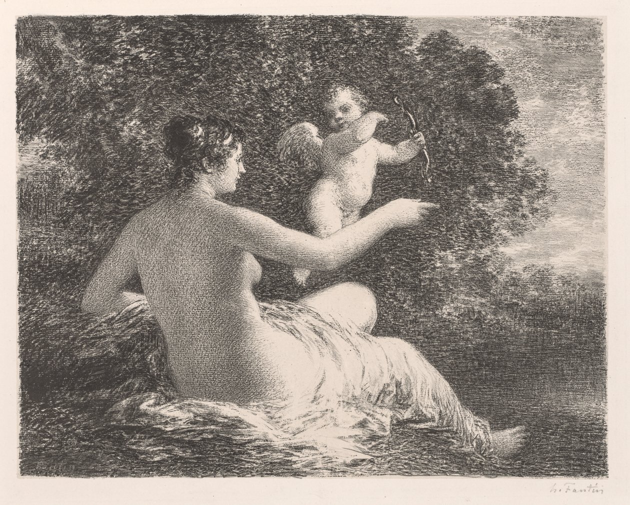 Venus en Cupido door Ignace Henri Jean Fantin Latour