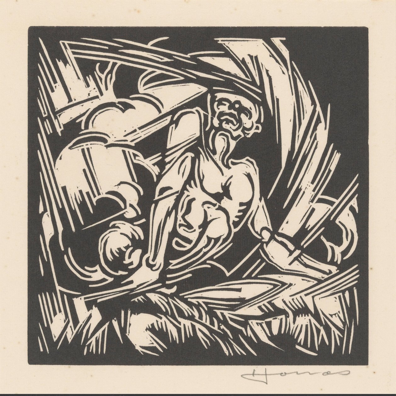 Personificatie van de wind door Henri Jonas (signed by artist)