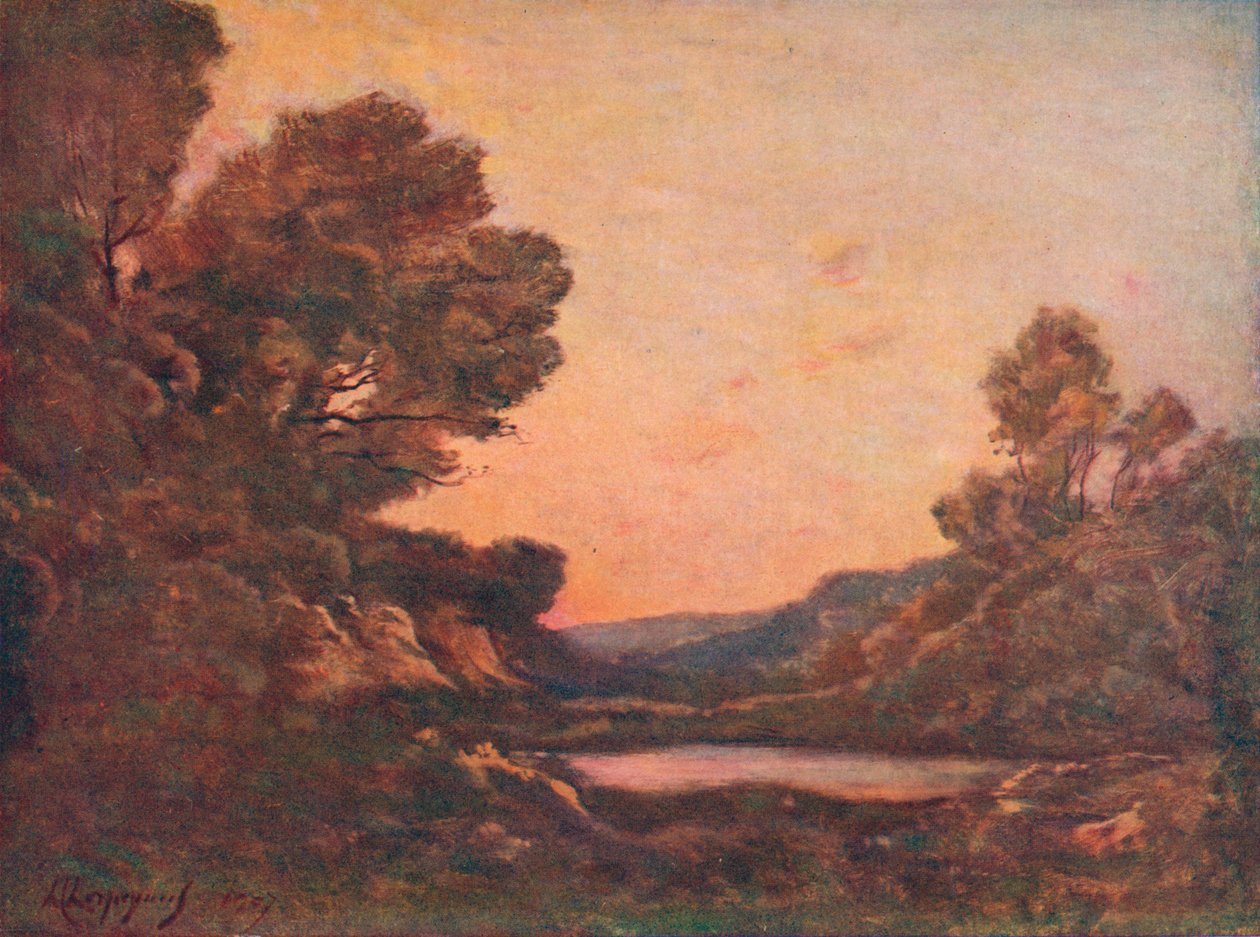 Zonsondergang, 1907 door Henri Joseph Harpignies