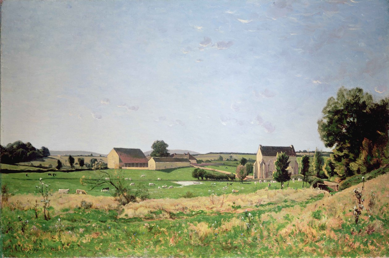 Landschap in Saulce, Yonne door Henri Joseph Harpignies