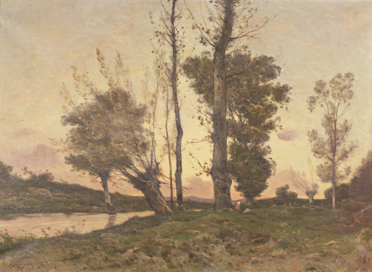 Landschap met een Stroom door Henri Joseph Harpignies