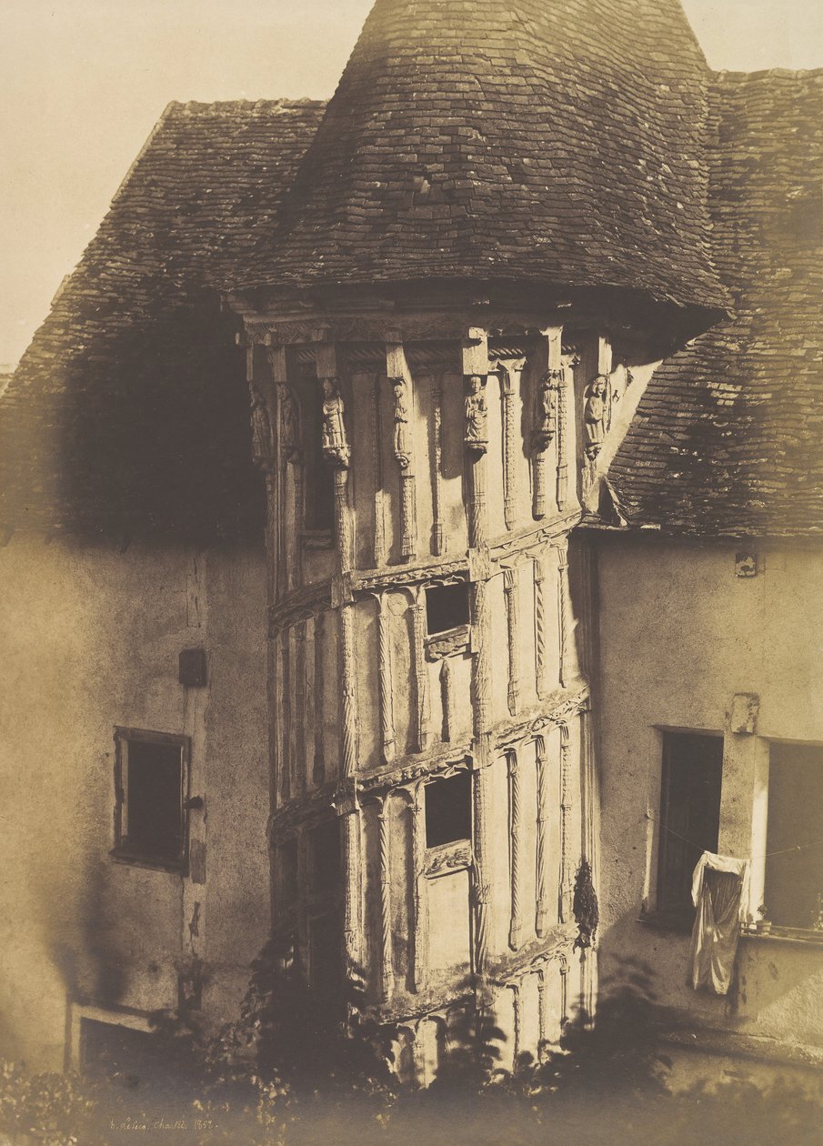 Houten trap in Chartres, 1852 door Henri Le Secq