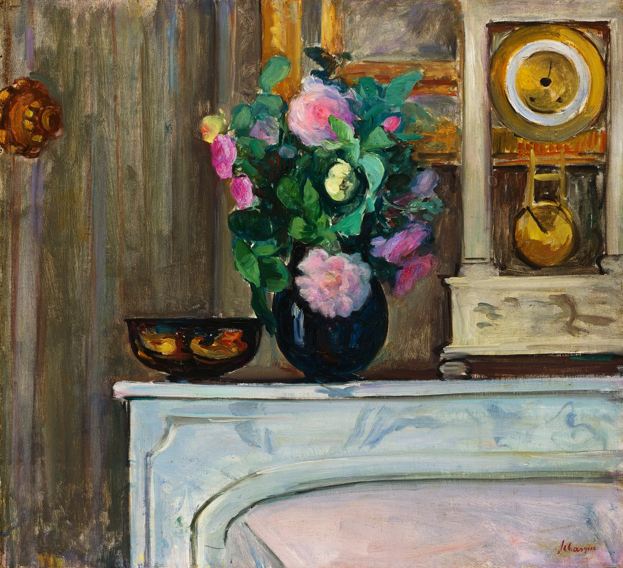 Boeket Bloemen op de Open Haard, 1920 door Henri Lebasque