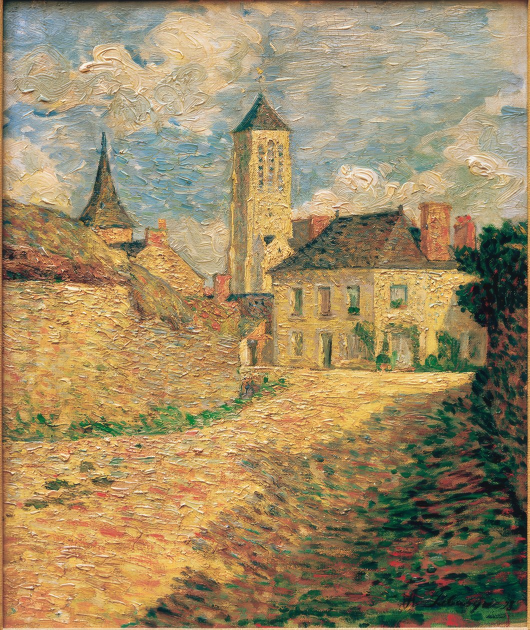 Het dorp Champigné, Maine-et-Loire door Henri Lebasque
