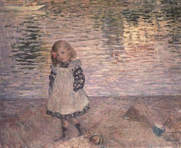 Jong meisje op het strand door Henri Lebasque