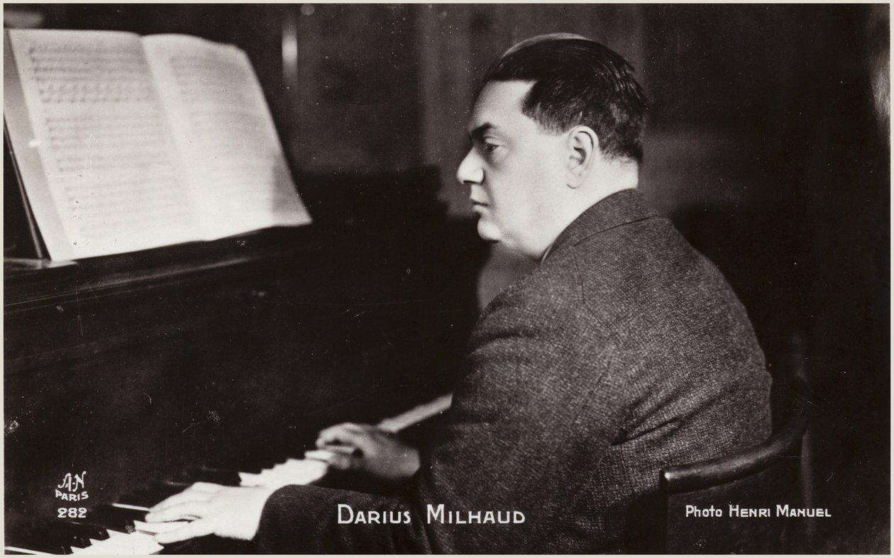 Portret van Darius Milhaud (z/w foto) door Henri Manuel