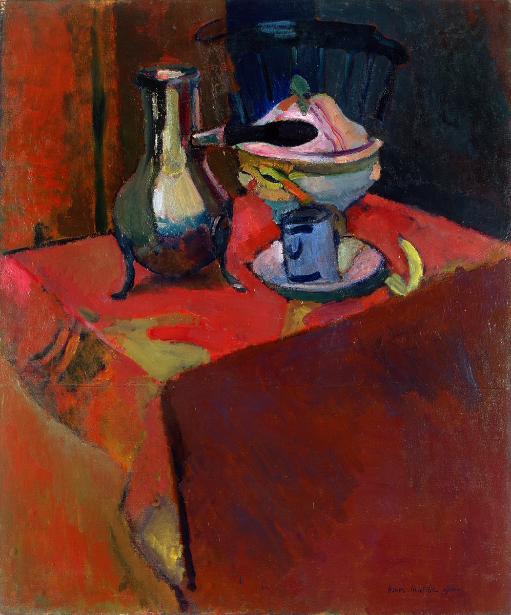 Servies op tafel door Henri Matisse
