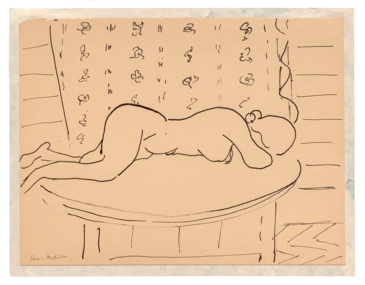 Vrouwelijk naakt liggend op een tafel door Henri Matisse