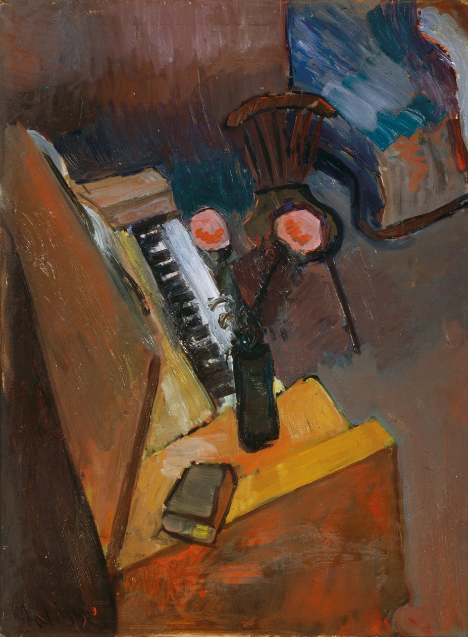 Harmonium interieur, ca.1900 (olieverf op karton) door Henri Matisse