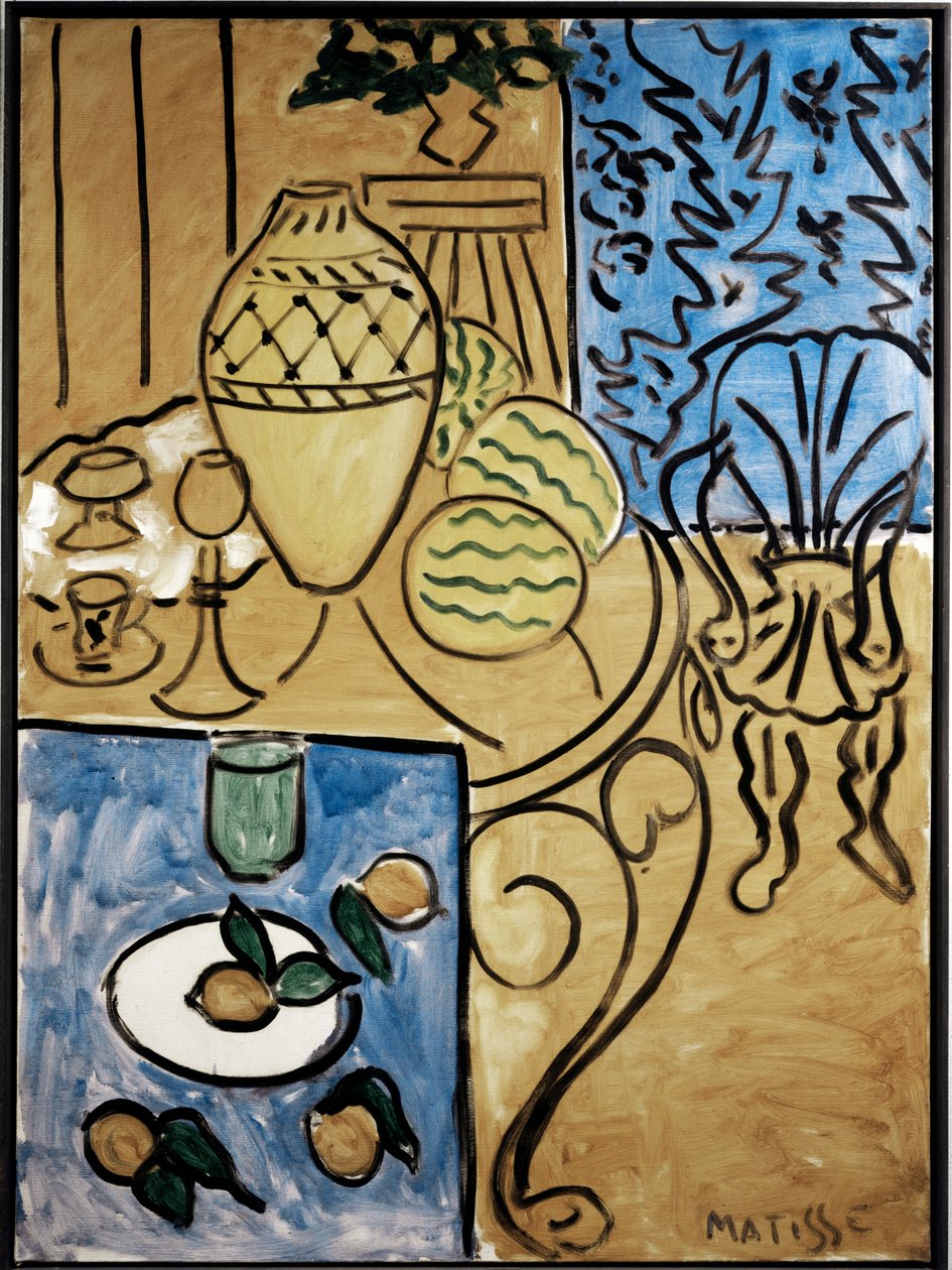 Interieur, geel en blauw door Henri Matisse