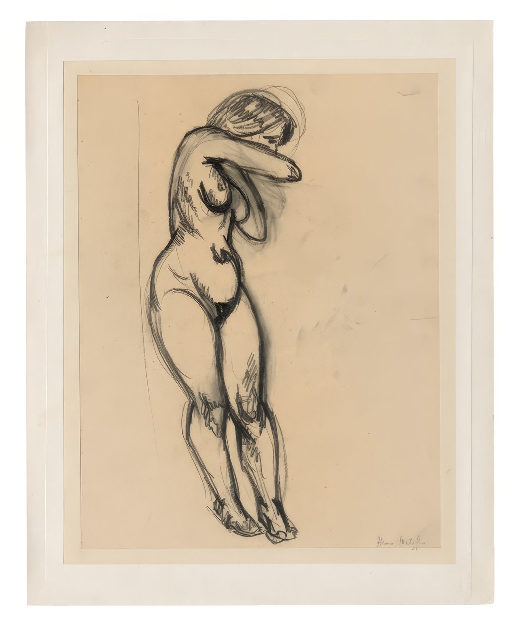 Staand vrouwelijk naakt, draaiend naar haar rug door Henri Matisse