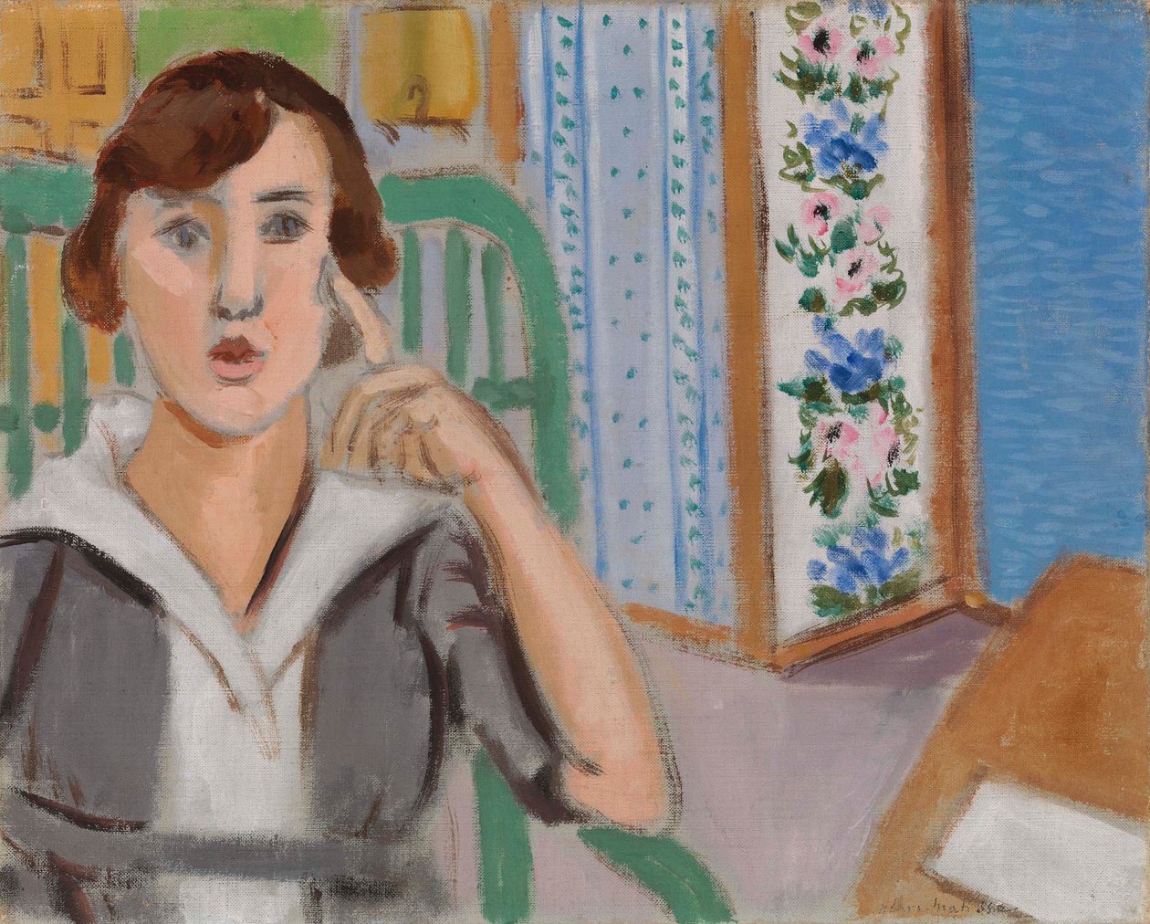 Vrouw en scherm door Henri Matisse