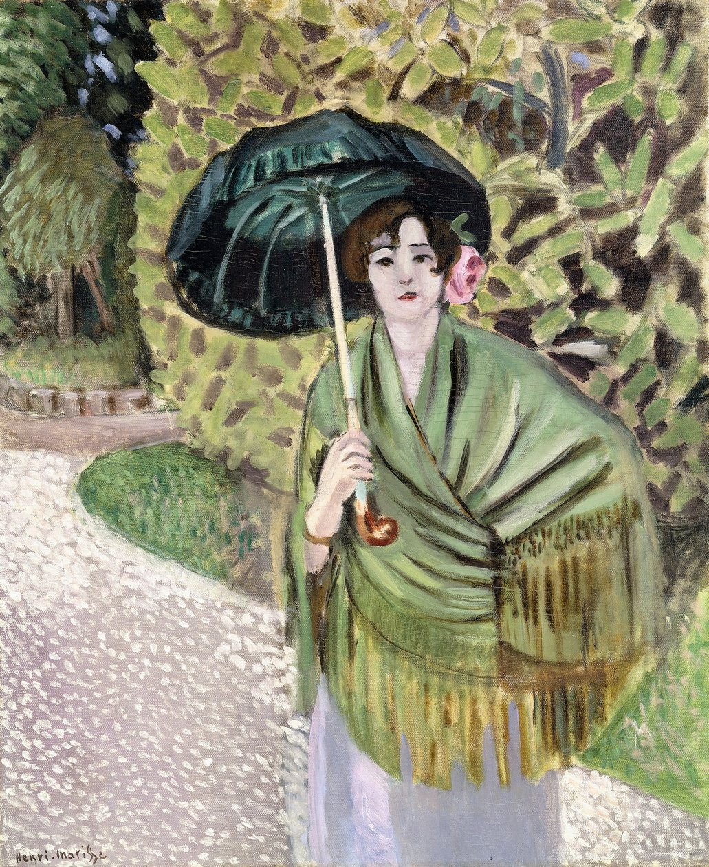 Vrouw met een groen zonnescherm door Henri Matisse