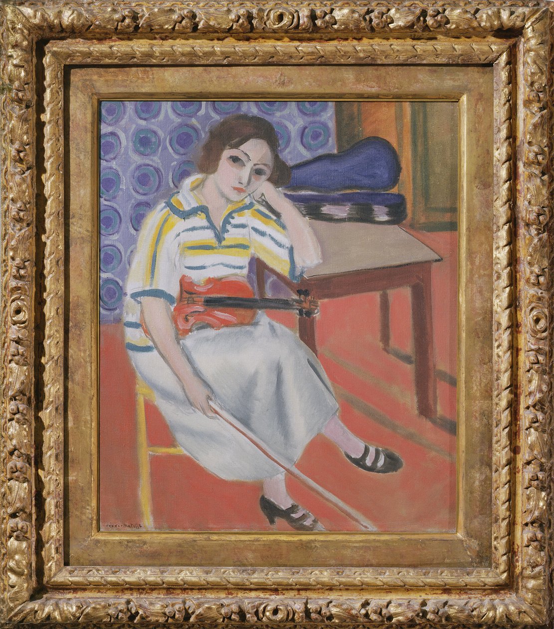 Vrouw met viool, ca. 1921-23 (olieverf op doek) door Henri Matisse