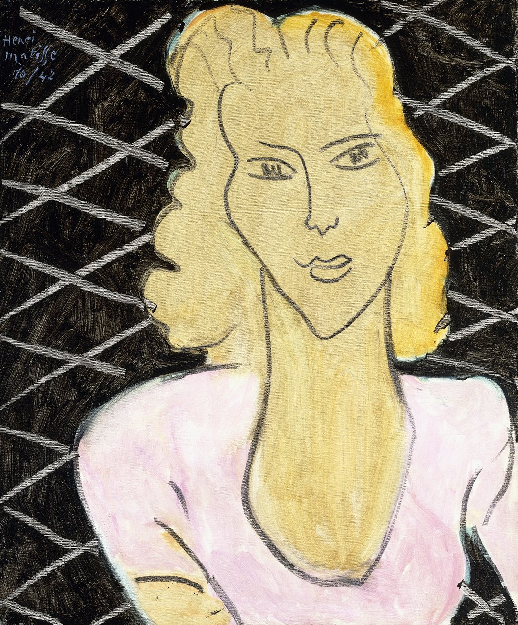 Jong meisje in een roze jurk door Henri Matisse
