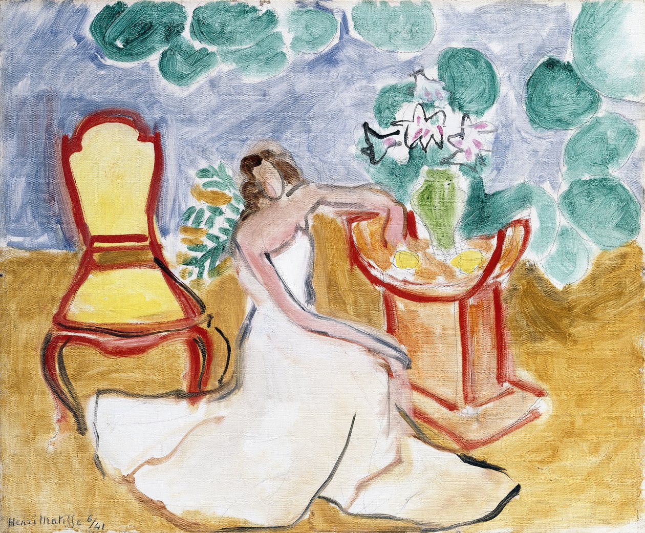Jong meisje in een witte jurk door Henri Matisse