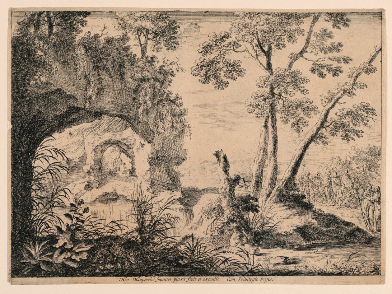 Johannes de Doper predikt in de woestijn door Henri Mauperche