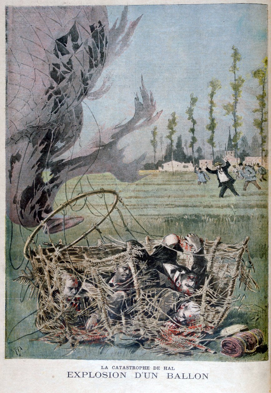 Ballonexplosie in Hal, België, 1895 door Henri Meyer