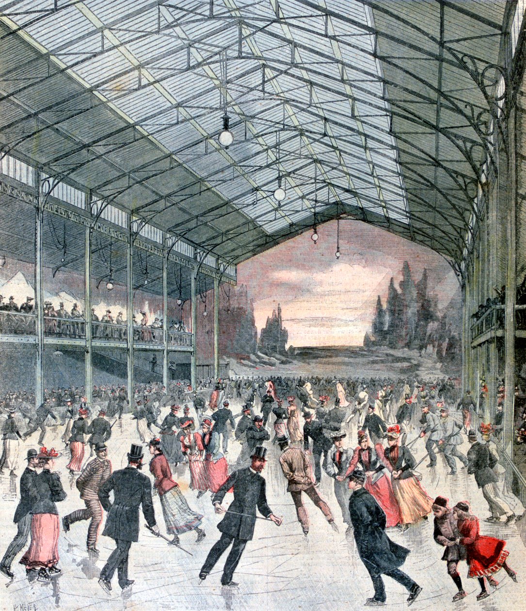 Schaatsen in Parijs, 1892 door Henri Meyer