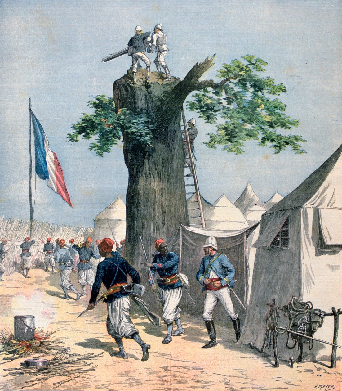 De verdediging van Haut-Niger, Frans Soedan, 1891 door Henri Meyer
