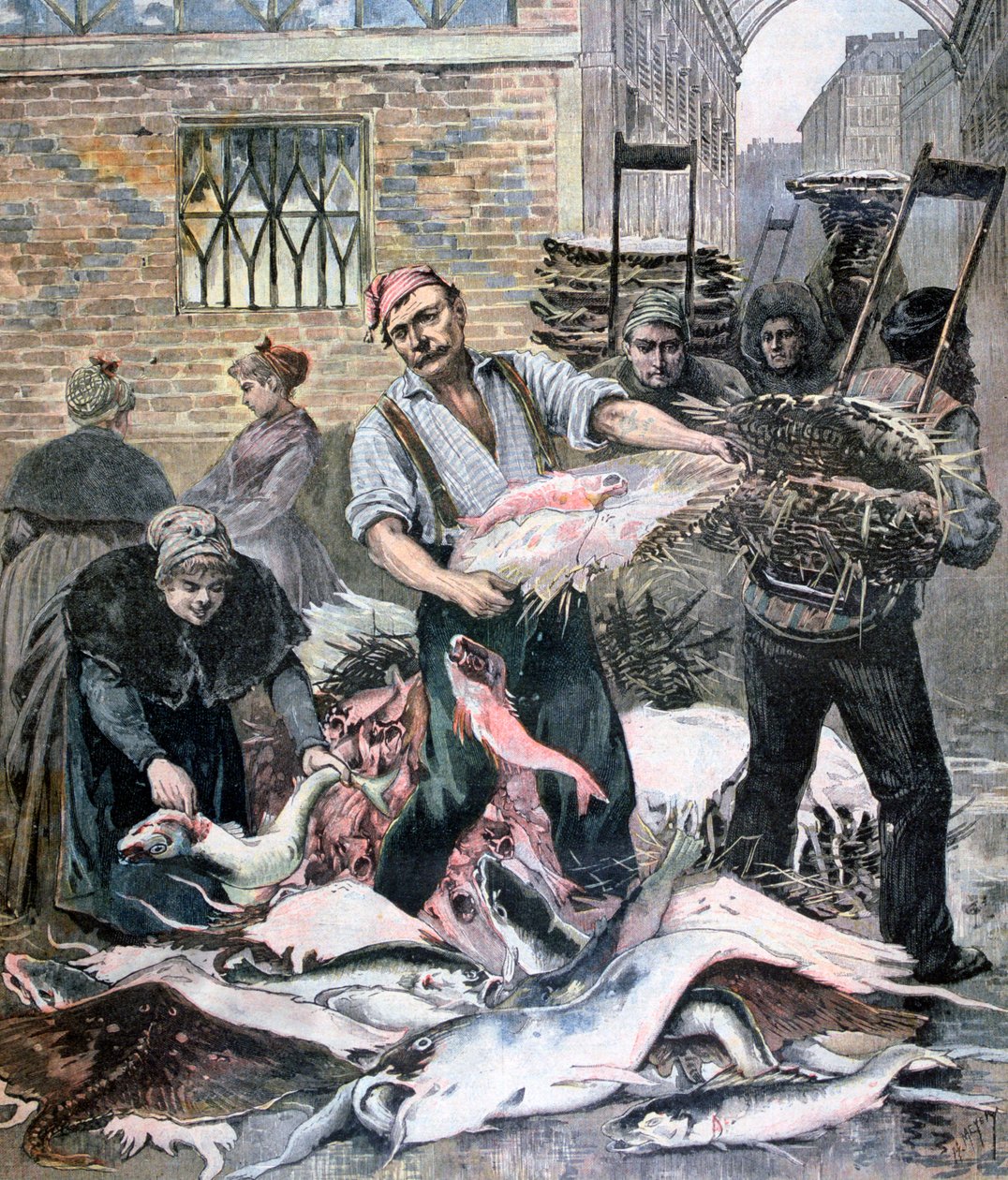 De vismarkt, Parijs door Henri Meyer