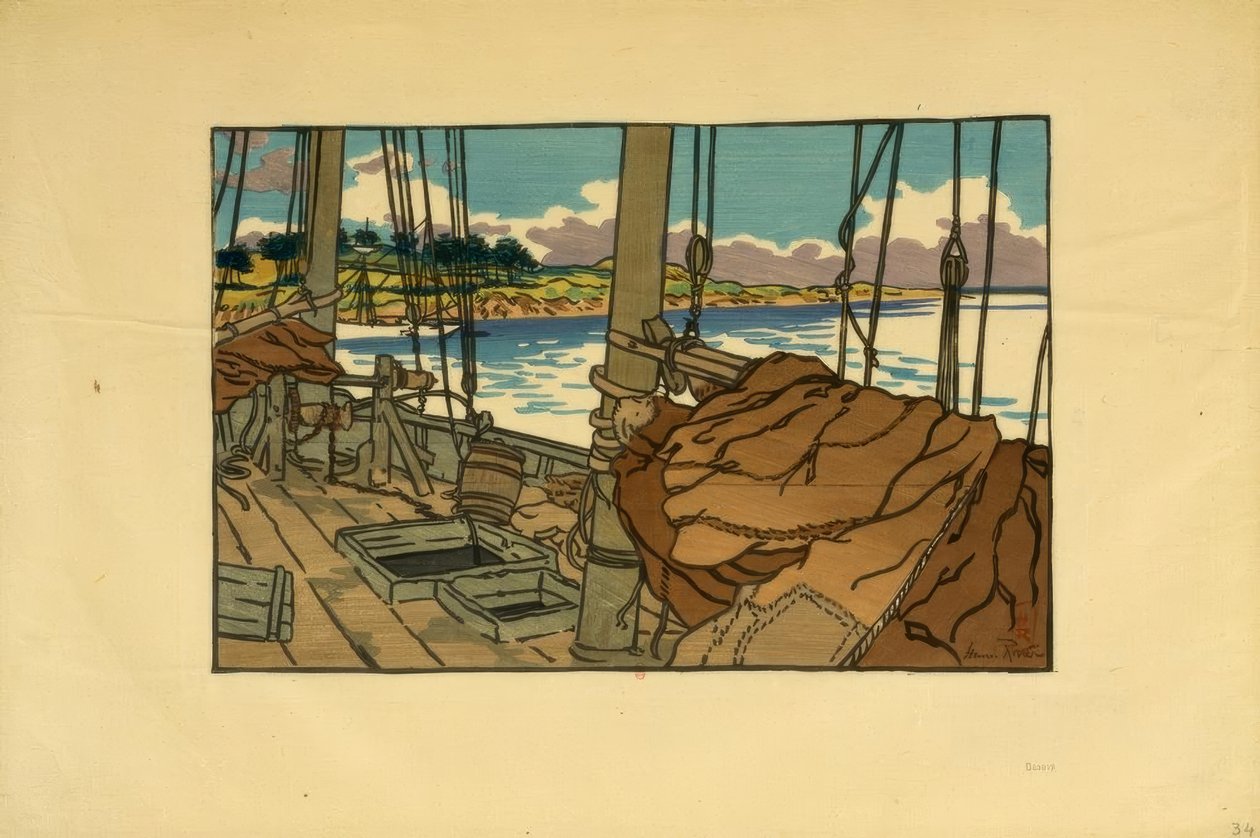 Kreeftvisser bij de monding van de Trieux (Loguivy) door Henri Rivière