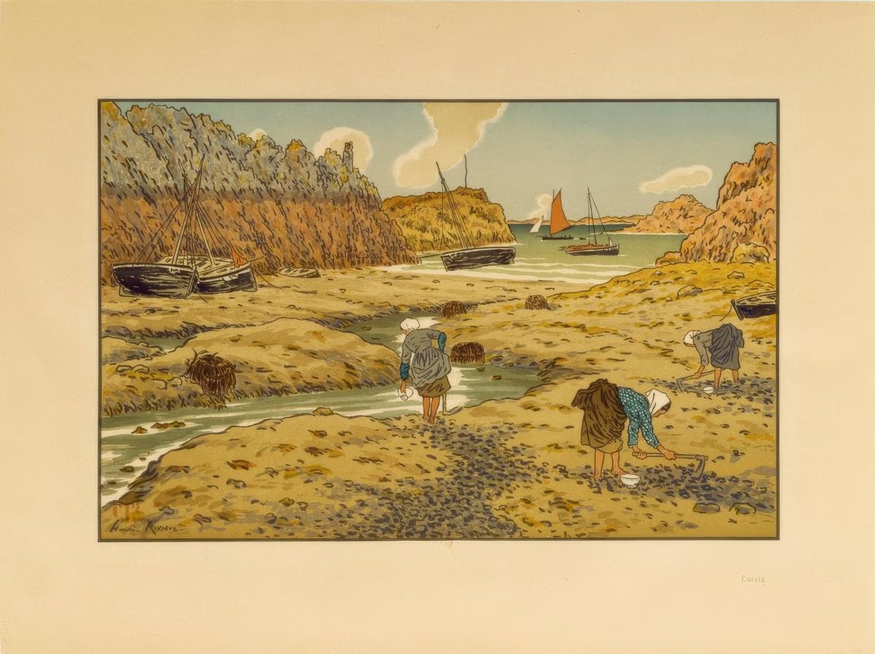 De haven van Loguivy bij eb door Henri Rivière