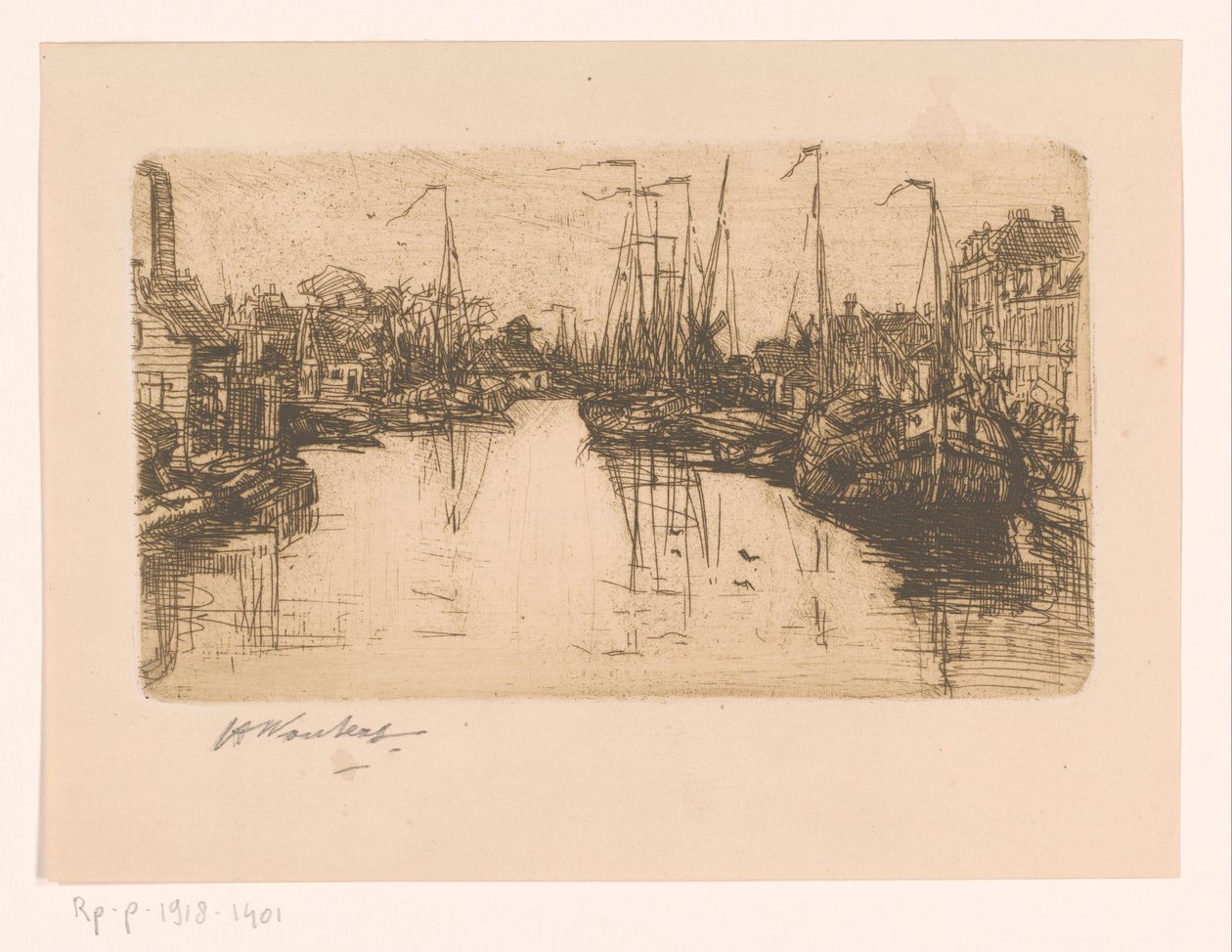 Stadsgracht door Henri Wouters (signed by artist)