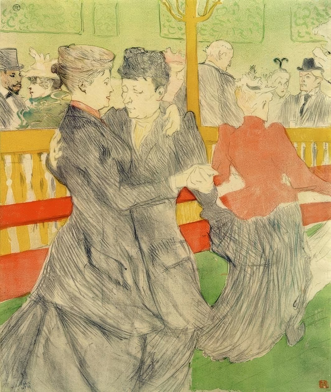 Dans in de Moulin Rouge door Henri de Toulouse Lautrec