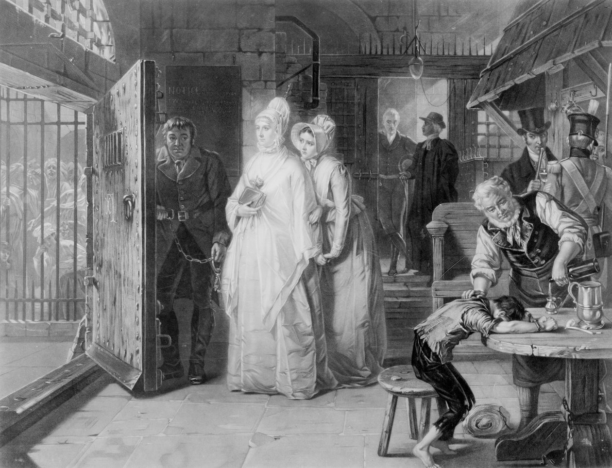 Mevrouw Fry bezoekt de Newgate Gevangenis, 1893 door Henrietta Mary Ward