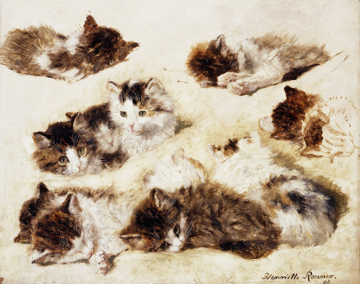 Een Studie van Kittens, 1898 door Henriëtte Ronner Knip