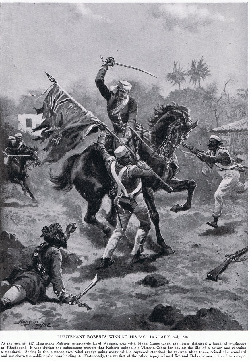 Lt Roberts wint zijn VC januari 1858 door Henry A. Payne