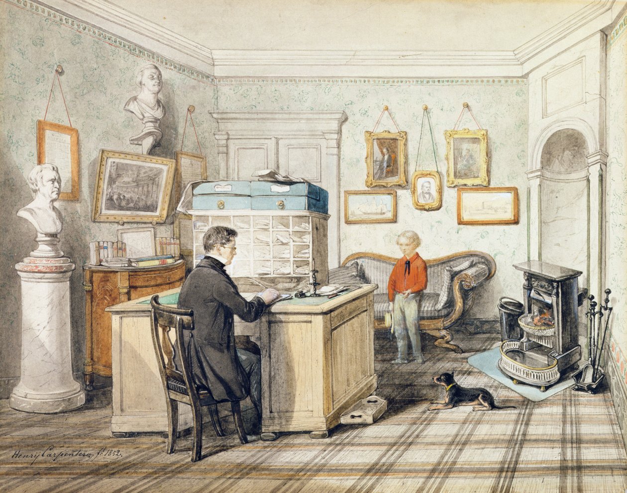 Interieur van een werkplaats, 1852 door Henry Carpenter