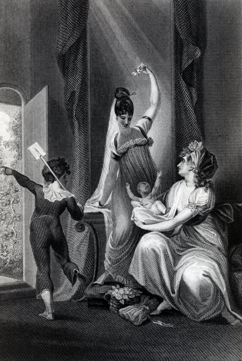 Een Moeder met haar Familie op het Platteland, gegraveerd door Richard Rhodes door Johann Heinrich Füssli