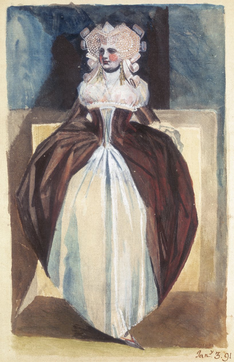 Vrouw in 17e-eeuwse kleding, 1791 door Johann Heinrich Füssli