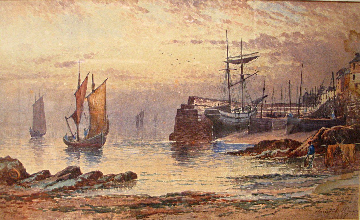 Oude Kade, Newlyn, 1887 door Henry John Williams