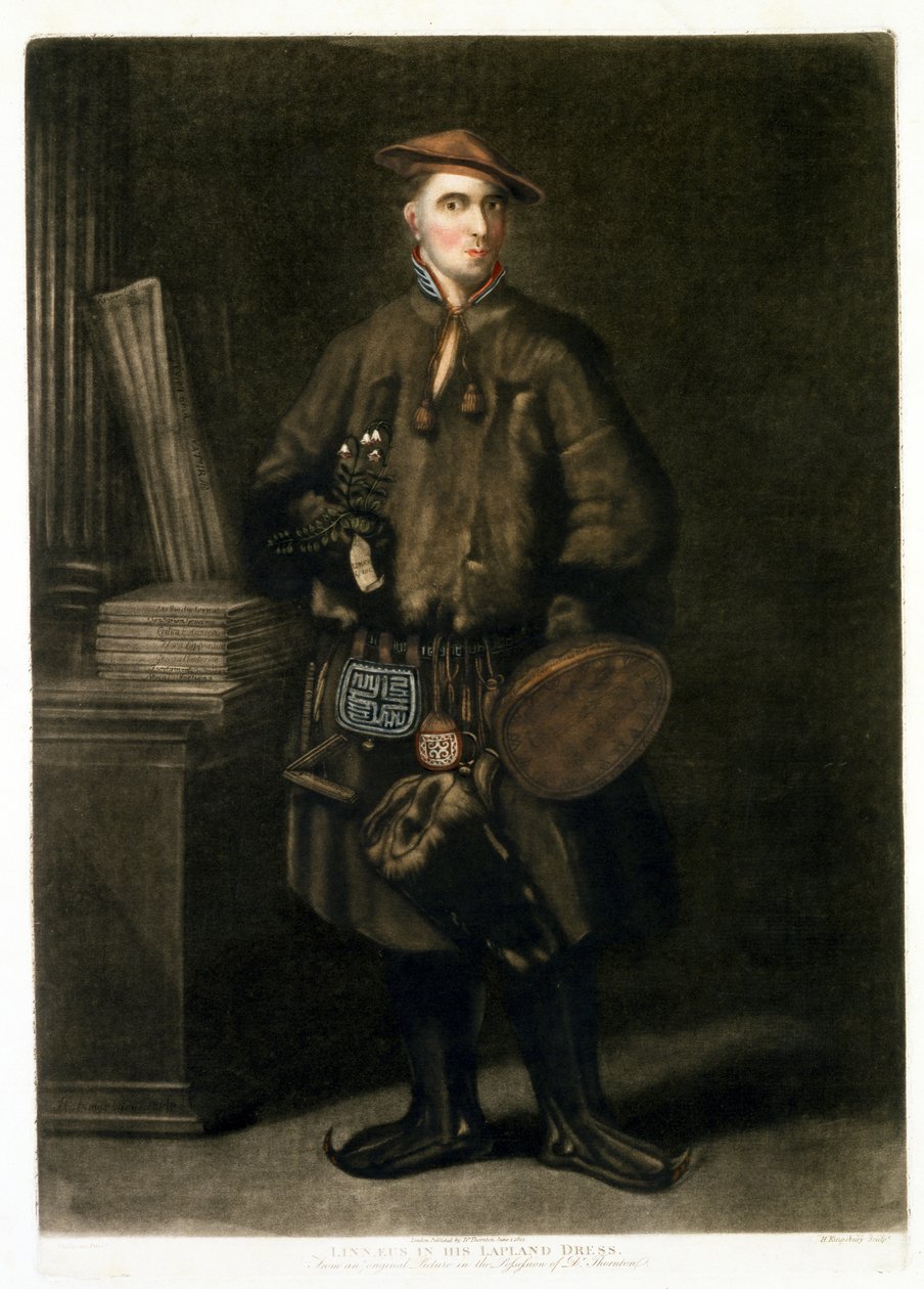 Carolus Linnaeus, in Laplandse kleding door Henry Kingsbury