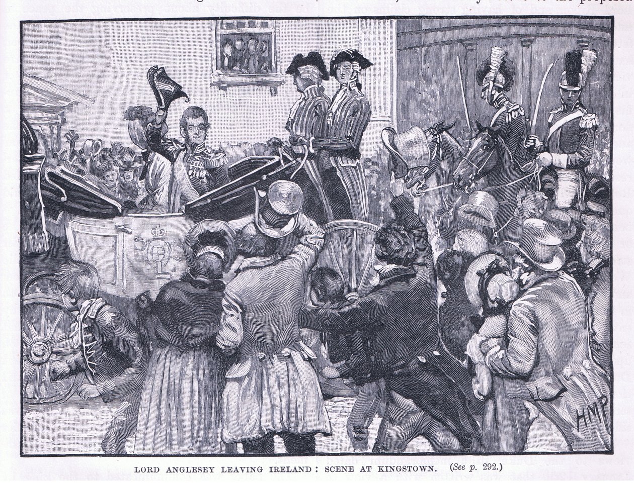 Lord Anglesey verlaat Ierland: Scène in Kingston door Henry Marriott Paget