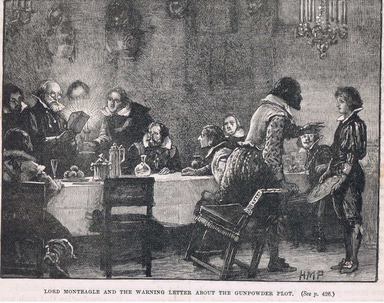 Lord Monteagle en de waarschuwingsbrief over het Buskruitverraad door Henry Marriott Paget