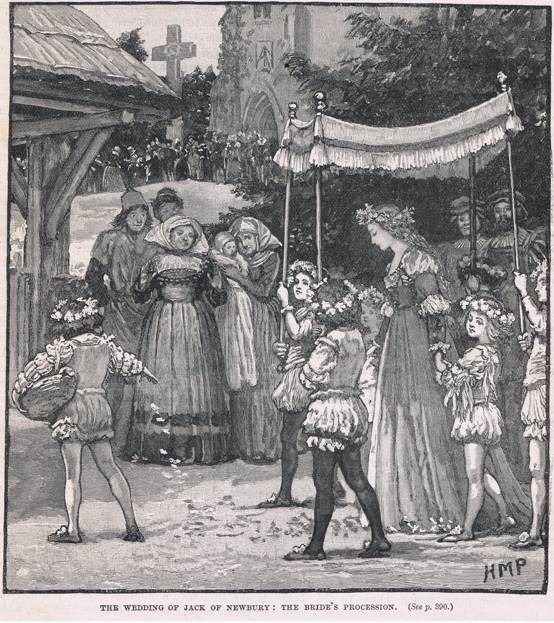 De bruiloft van Jack van Newbury: de processie van de bruid door Henry Marriott Paget