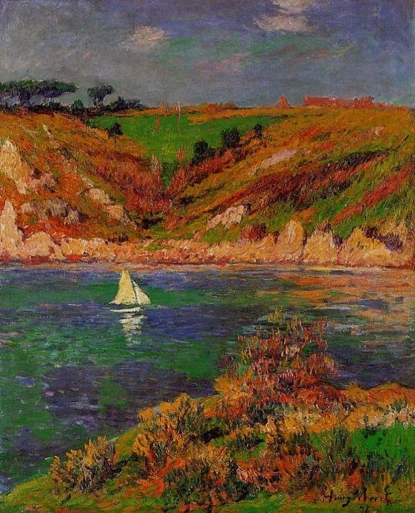 Zeilboten in Bretagne door Henry Moret