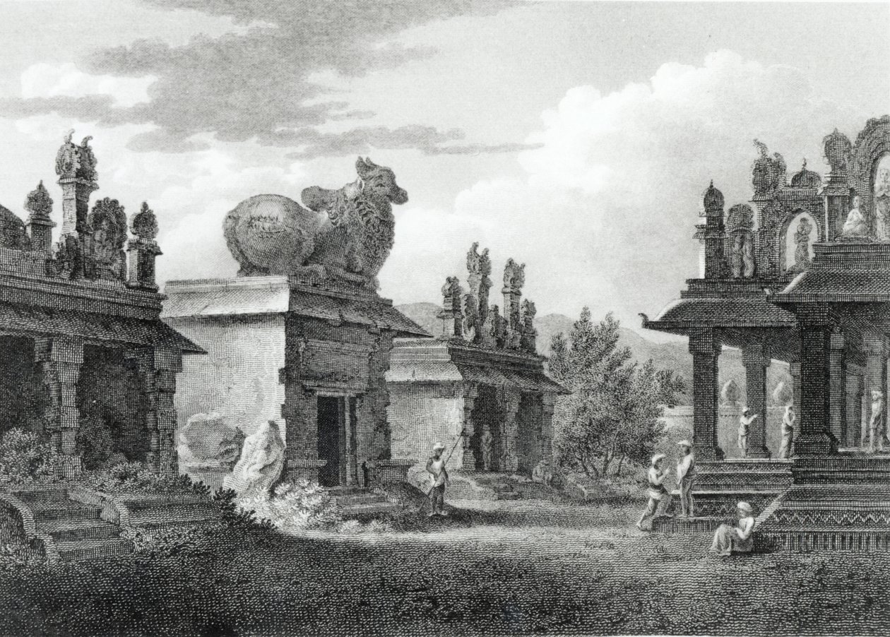 Pagodes in Calicut, gegraveerd door W. Angus door Henry Salt