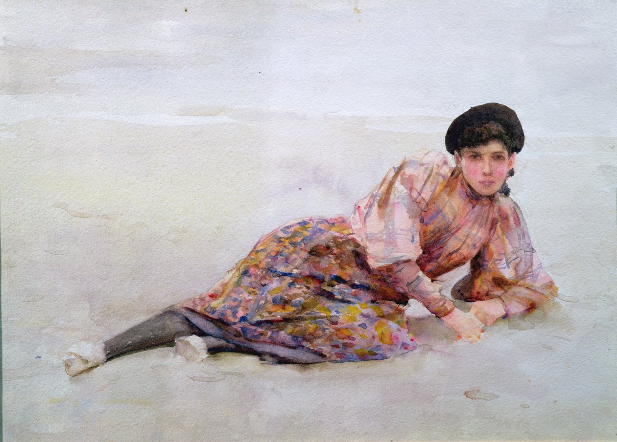 Meisje op het strand door Henry Scott Tuke
