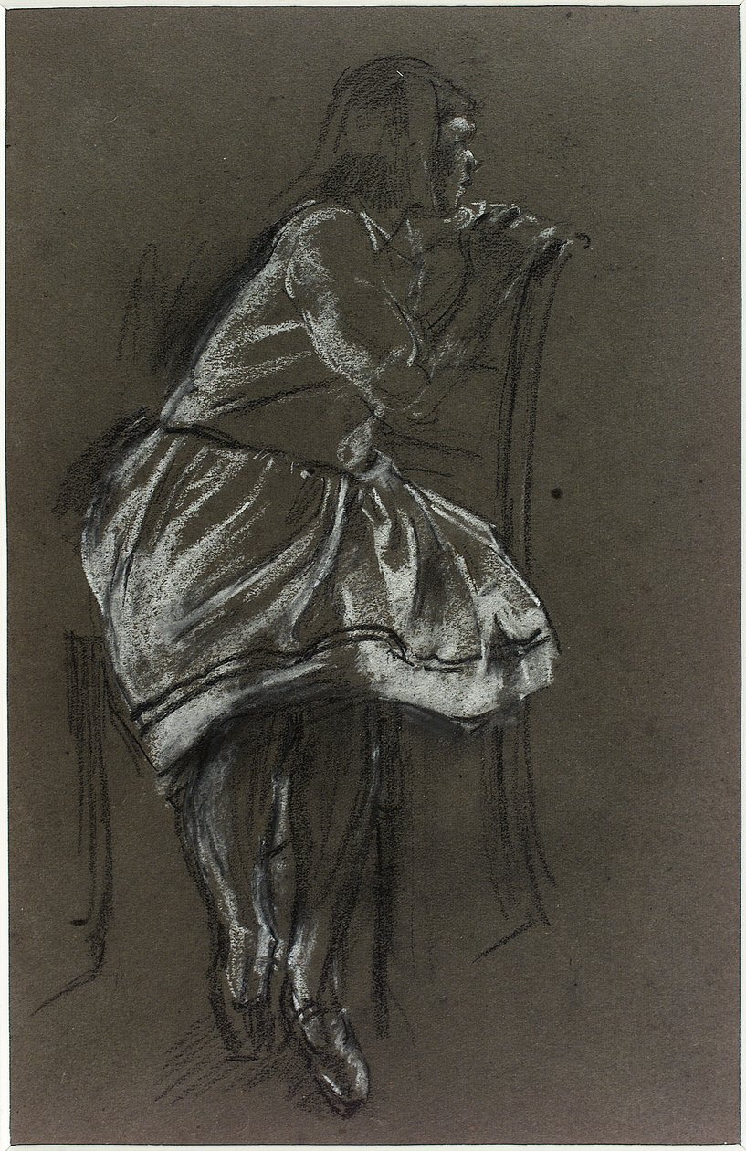 Meisje zittend op een stoel door Henry Tonks