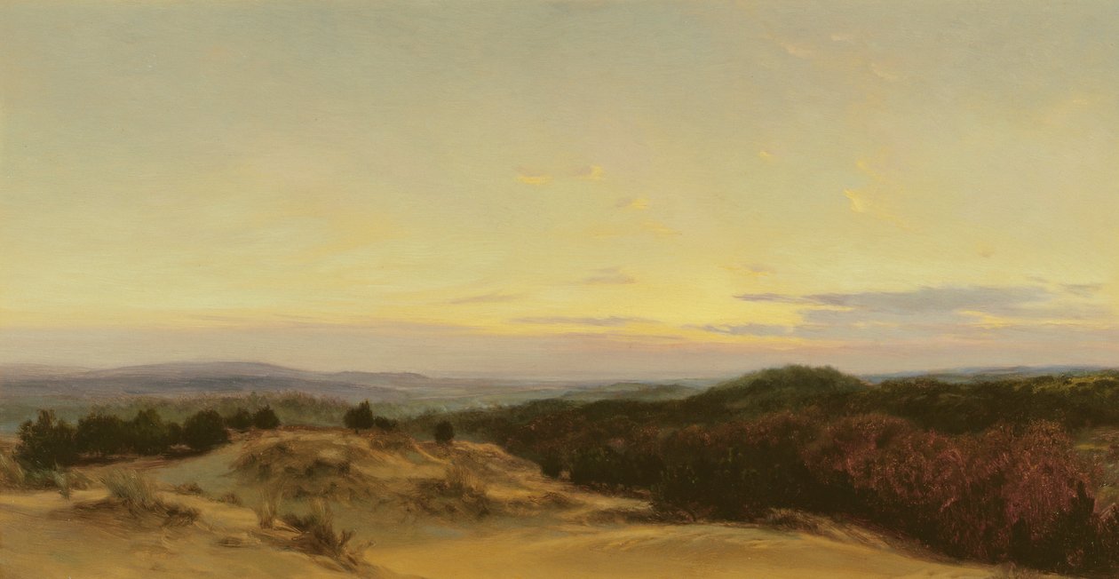 Zonsondergang boven een Landschap door Henry William Banks Davis