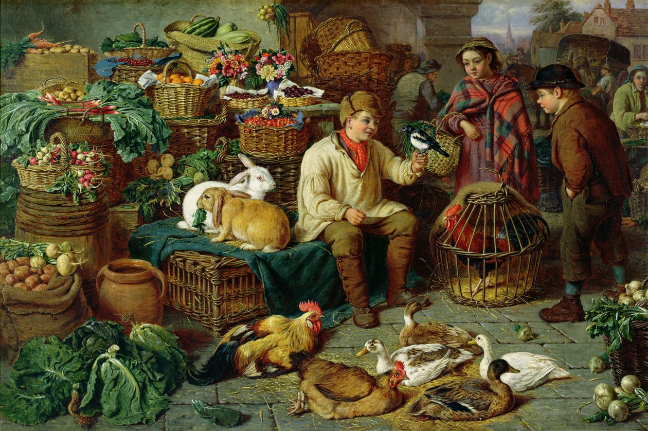 Marktscène door Henry Charles Bryant