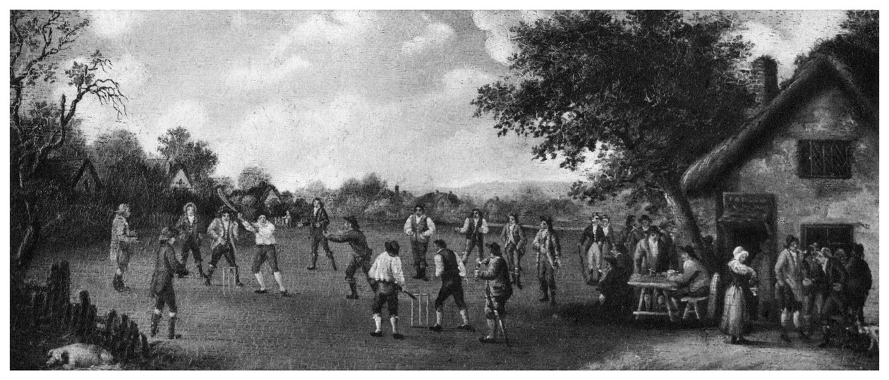 Een cricketwedstrijd op het platteland, 19e eeuw, 1912 door Henry Dixon