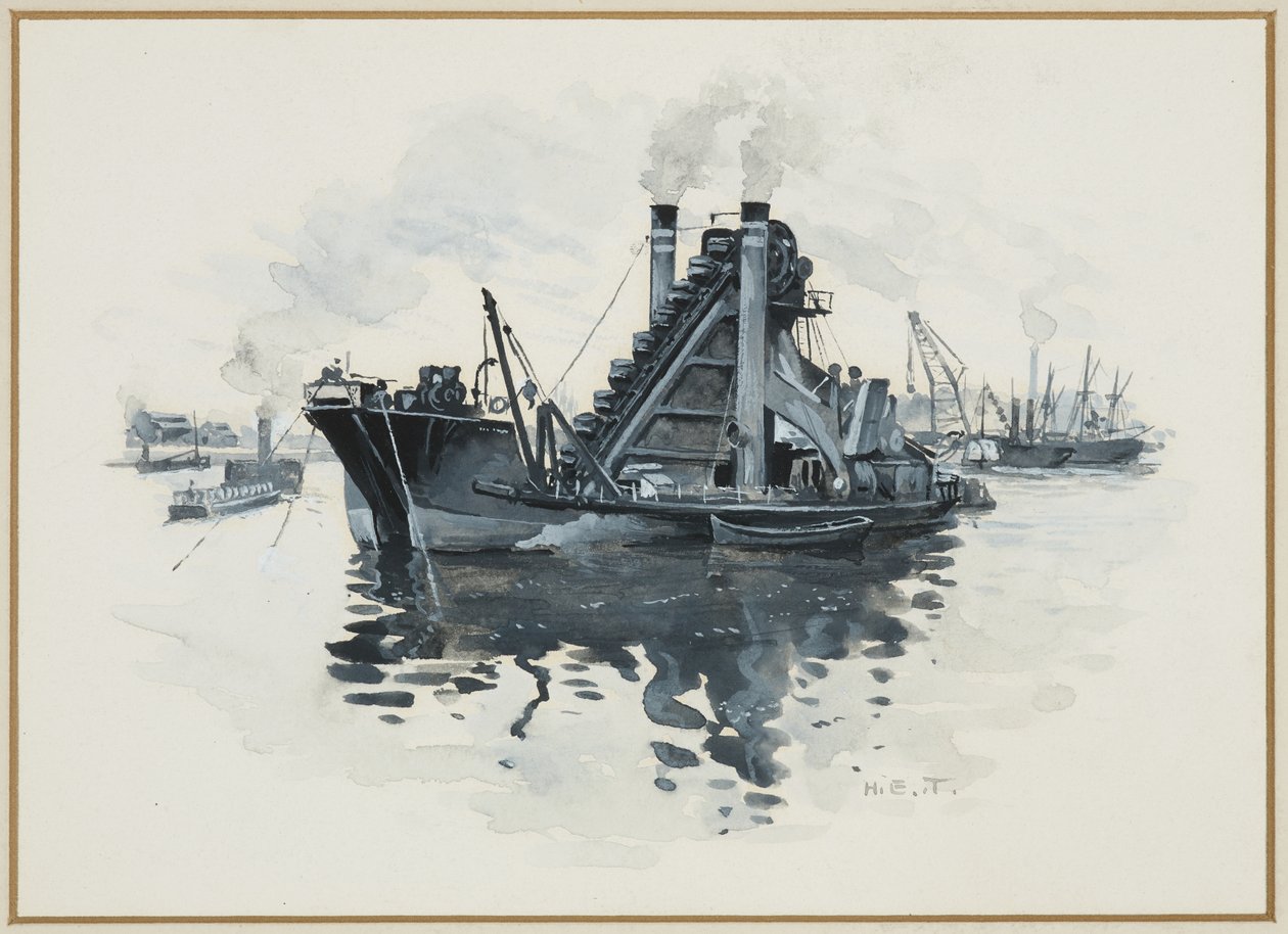 Een Baggeraar in Salford Docks door Henry Edward Tidmarsh